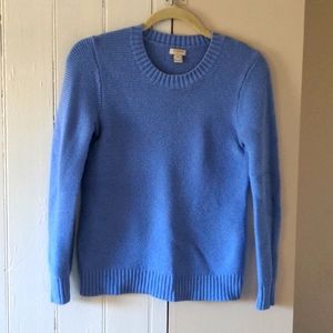 Cotton Wool Blend Light Blue Crew Neck Sweater